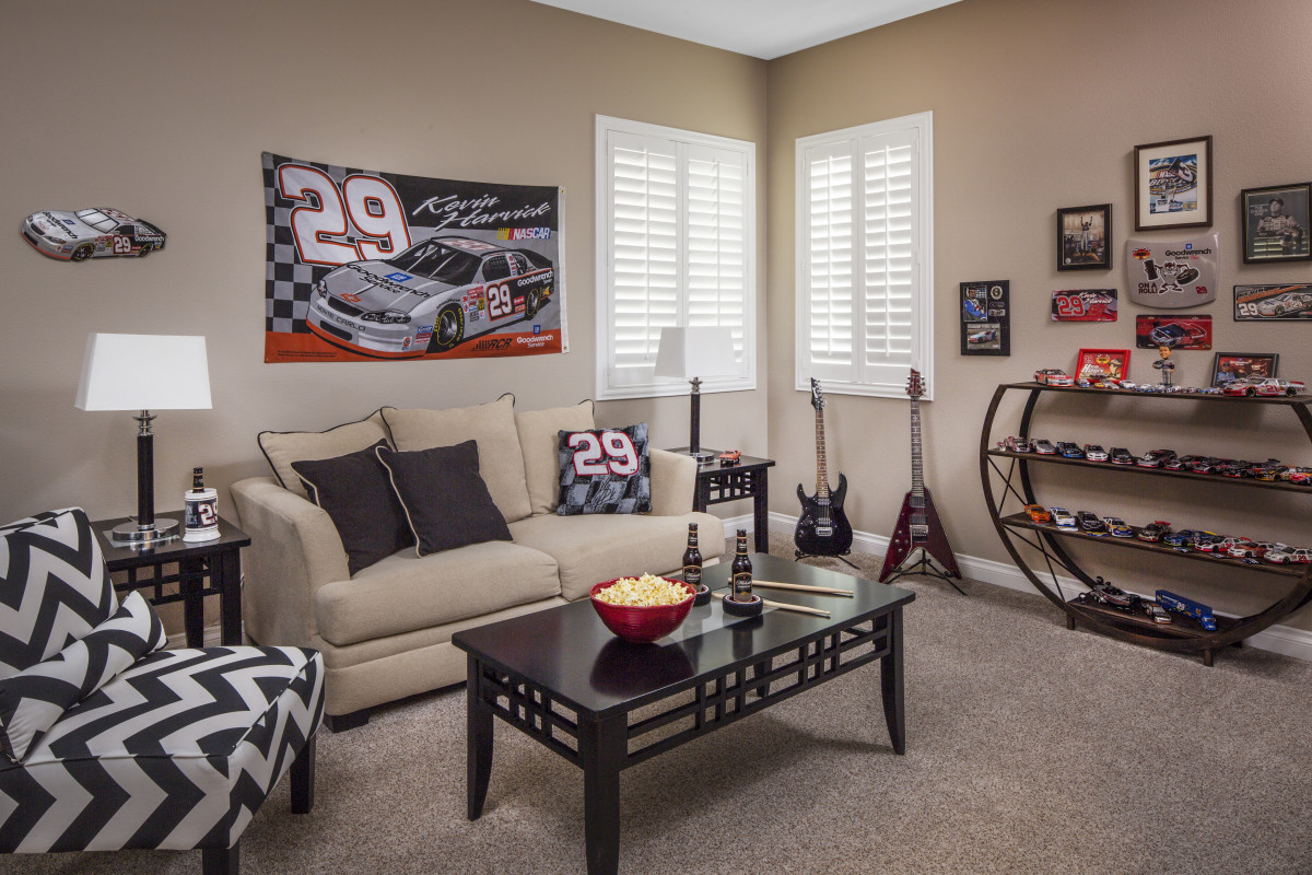Gainesville man cave with shutters